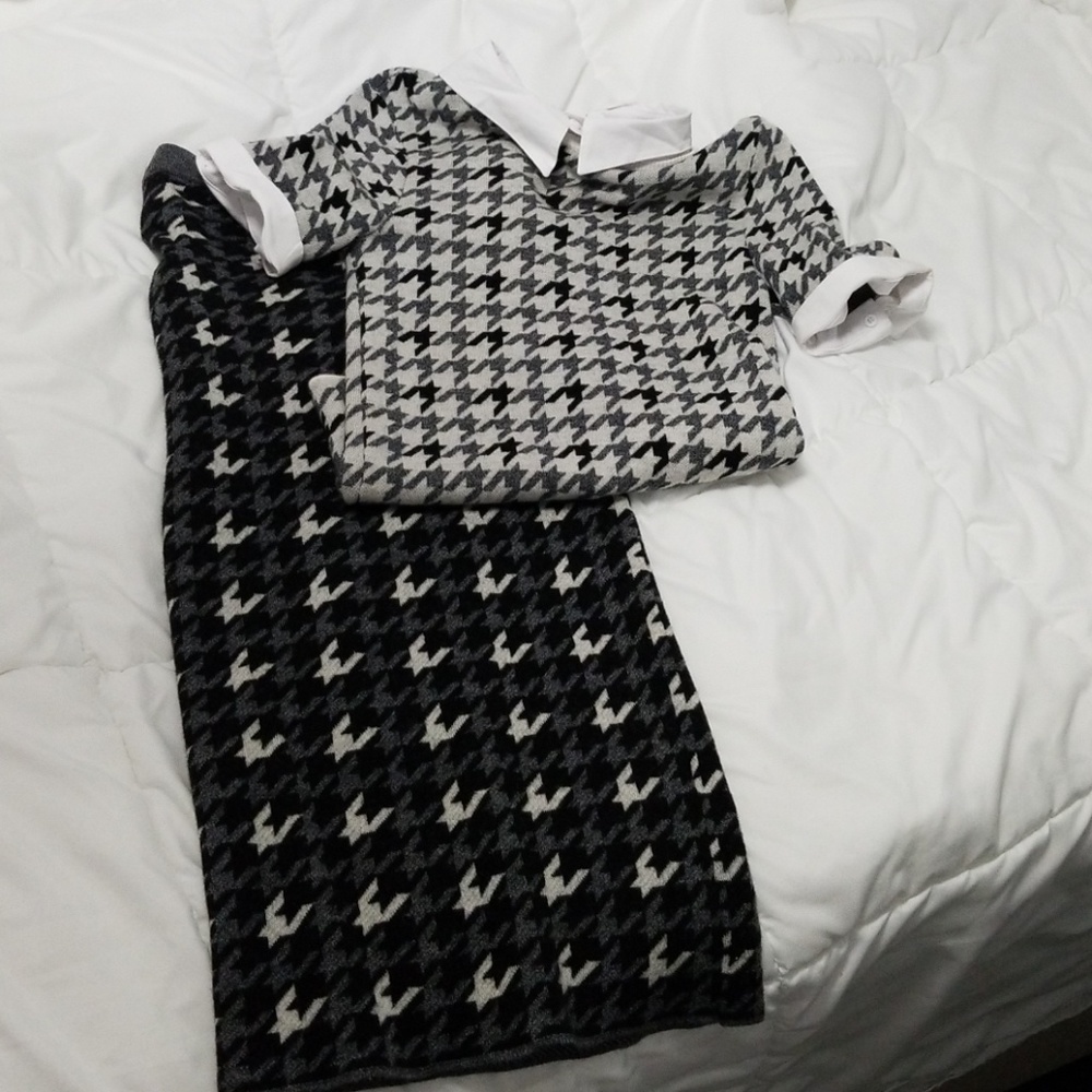 Alice + Olivia Knitted Top and Houndstooth…